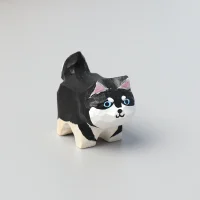 Handmade carved wooden Husky dog figurine