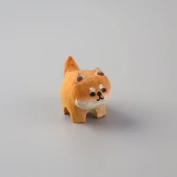 Handmade carved wooden Shiba Inu dog figurine